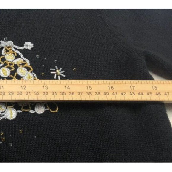 STUDIO JOY Christmas Sweater Sz S Silver Gold Jeweled Trees Designers Originals - Picture 7 of 9